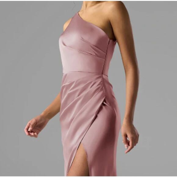 AW BRIDAL 16 2X plus pink rose quartz formal Benedict satin maxi dress NEW B91 - Picture 3 of 7